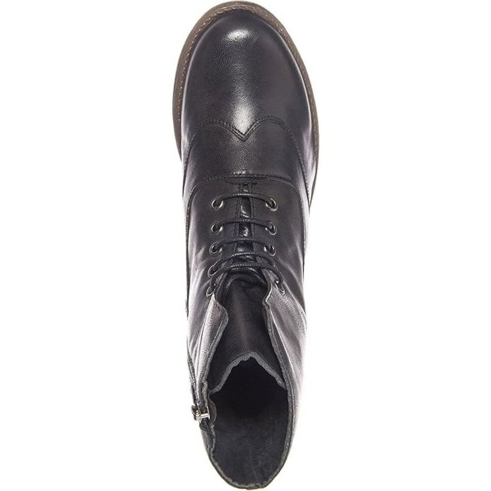 NEW Eric MIchael Women Riley Black Leather Lace Up Zipper Combat Dress Boot - Picture 4 of 5